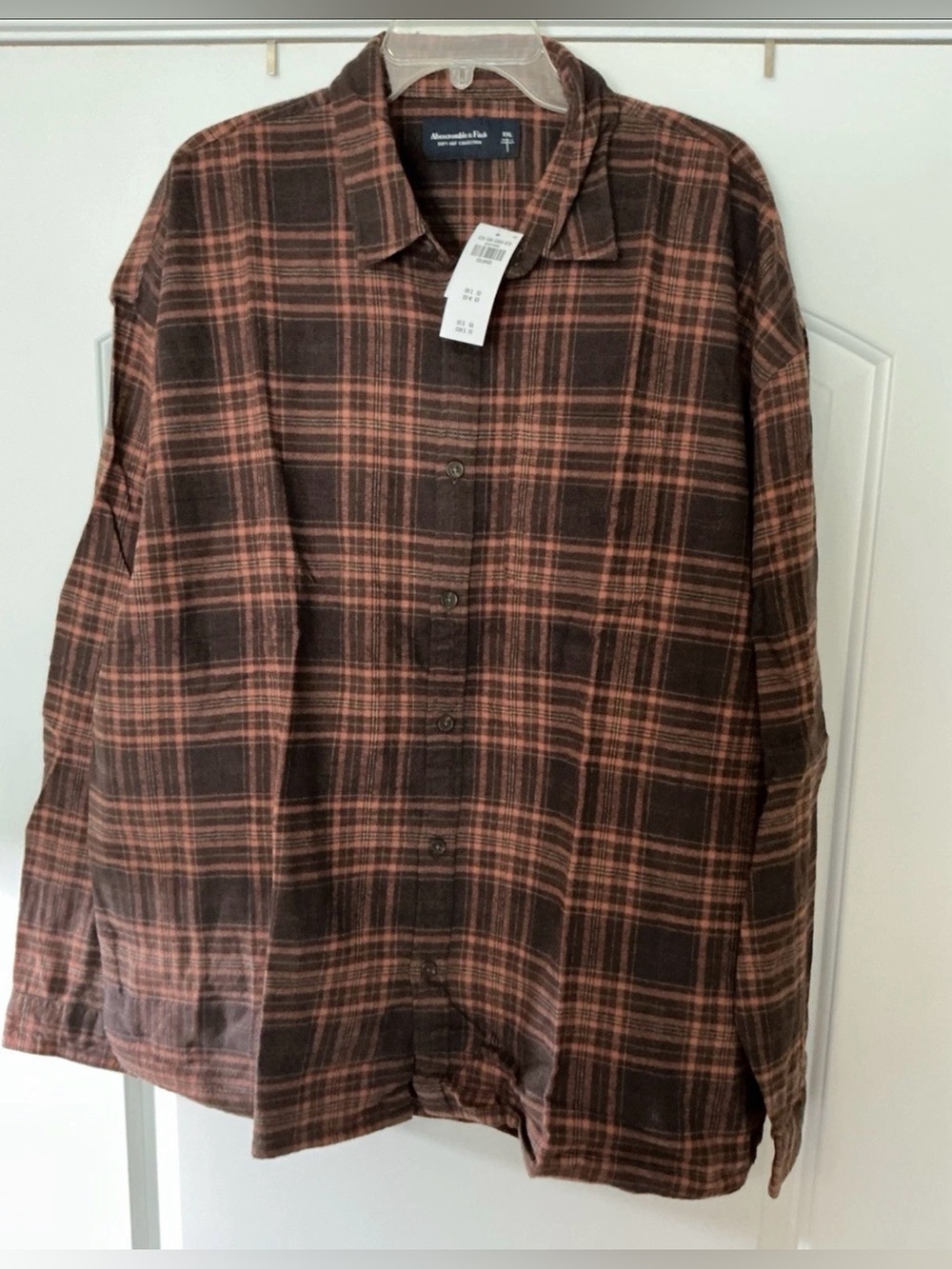 Size XXL - Abercrombie & Fitch Soft Cotton Red Plaid Button Flannel Shirt